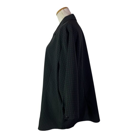 TanJay Plus Size 24W Textured Button-Up Shirt 3/4 Sleeve Black Teal - Picture 7 of 9